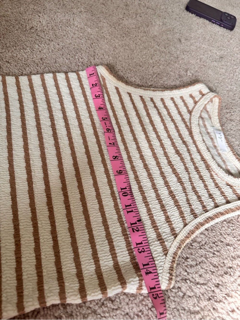 Gaze Cream and Tan Striped Knit Crop Tank - Picture 3 of 4
